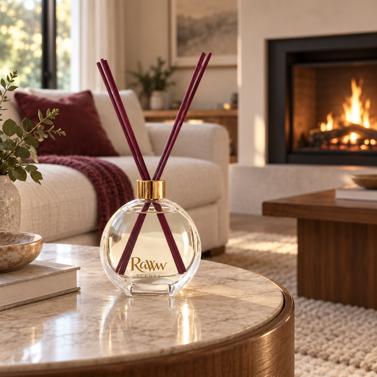 Raww Scents diffuser in a welcoming living room