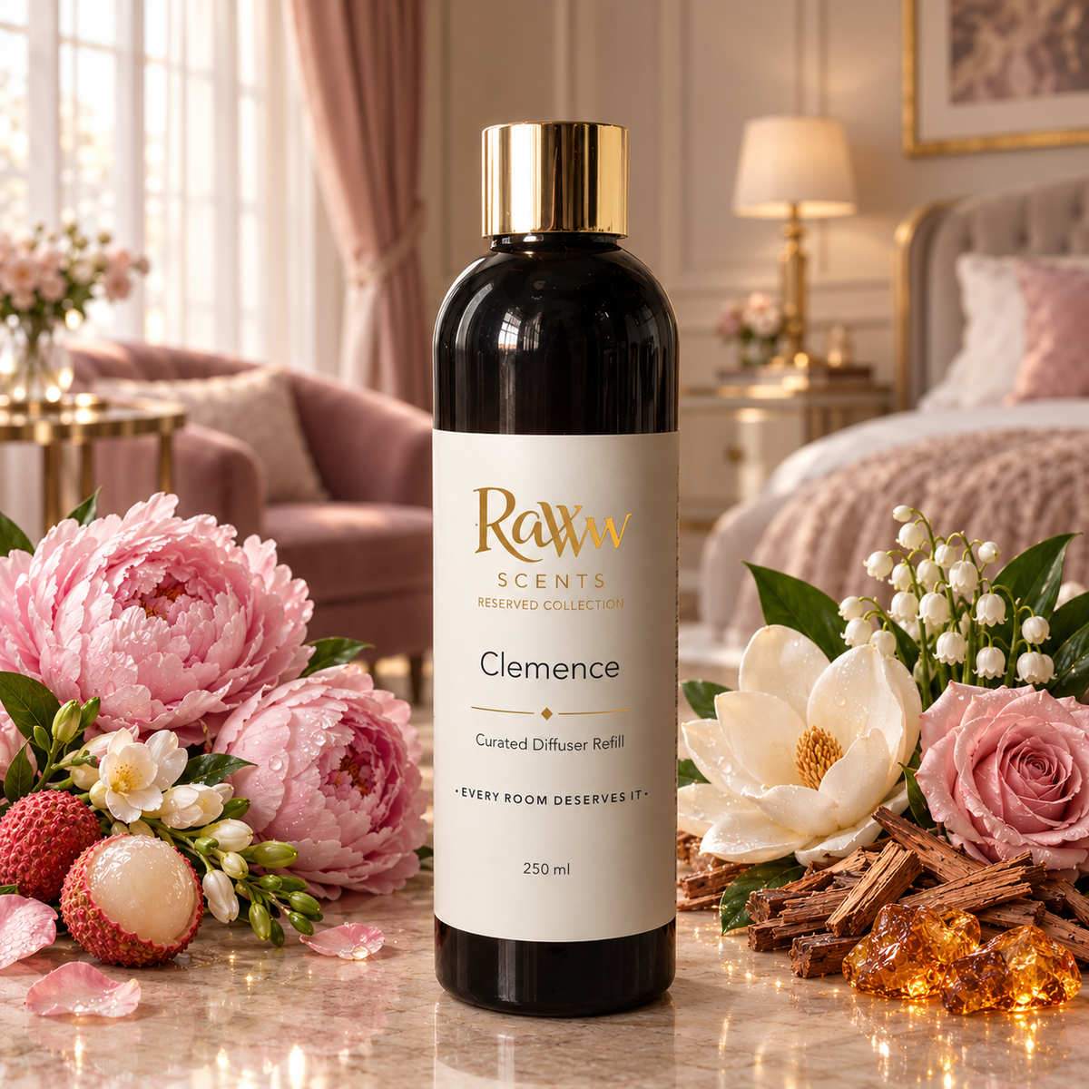 Raww Scents Clemence designer perfume inspired diffuser refill, 250 mL