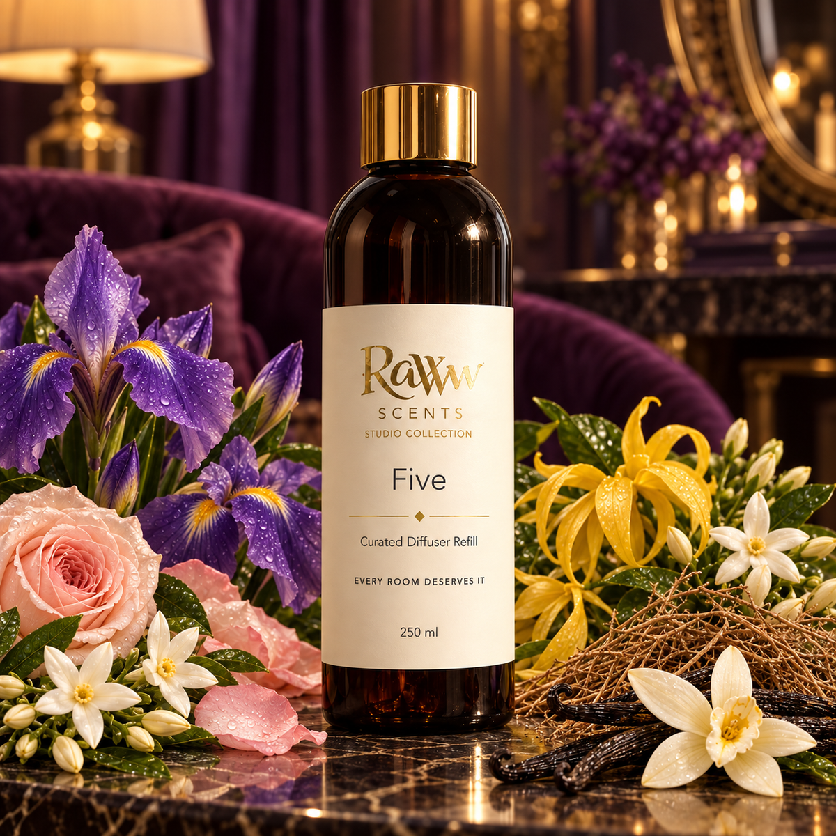 Raww Scents Five designer perfume inspired diffuser refill, 250 mL