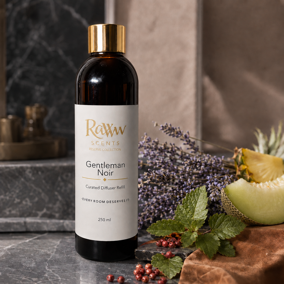 Raww Scents Gentleman Noir designer perfume inspired diffuser refill, 250 mL