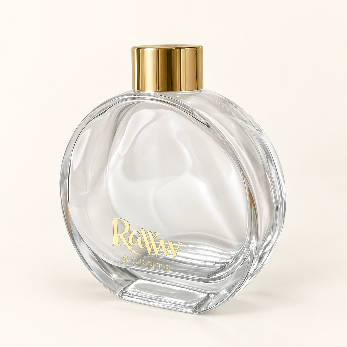 Raww Scents reusable 200 mL glass diffuser vessel, angled view