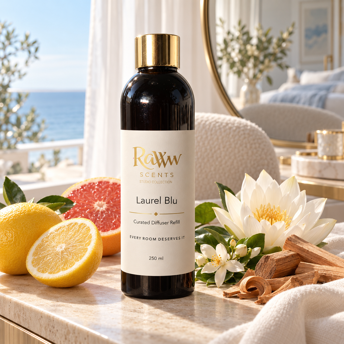 Raww Scents Laurel Blu designer perfume inspired diffuser refill, 250 mL