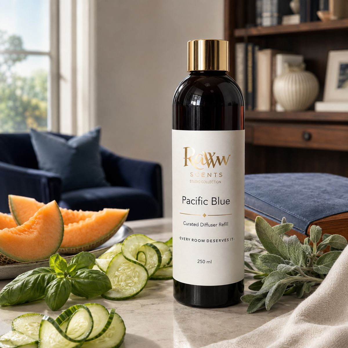 Raww Scents Pacific Blue designer perfume inspired diffuser refill, 250 mL