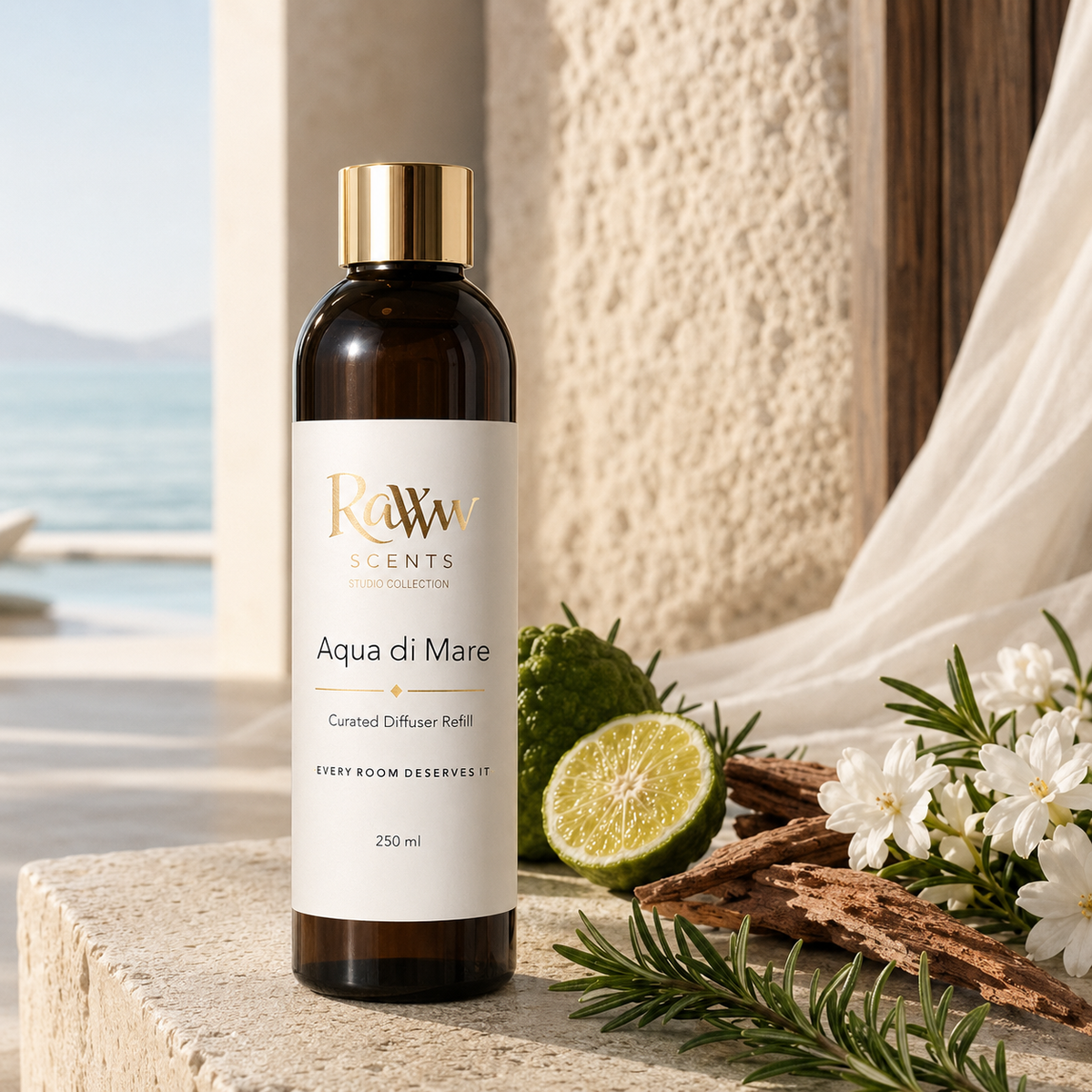 Raww Scents Aqua di Mare designer perfume inspired diffuser refill, 250 mL