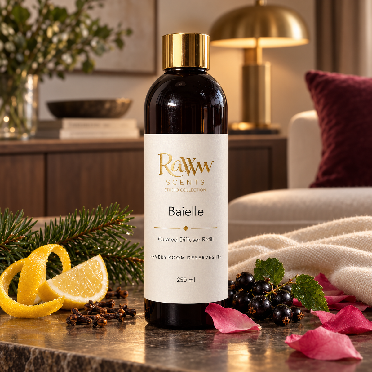 Raww Scents Baielle designer perfume inspired diffuser refill, 250 mL
