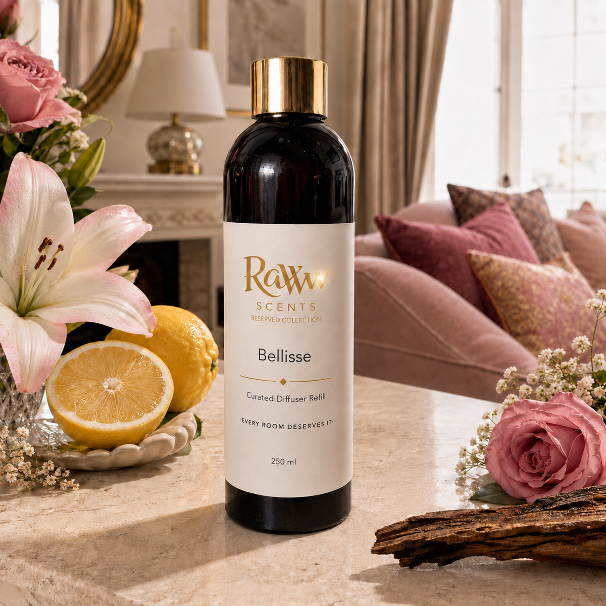 Raww Scents Bellisse designer perfume inspired diffuser refill, 250 mL