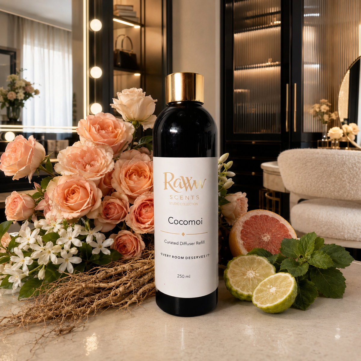 Raww Scents Cocomoi designer perfume inspired diffuser refill, 250 mL