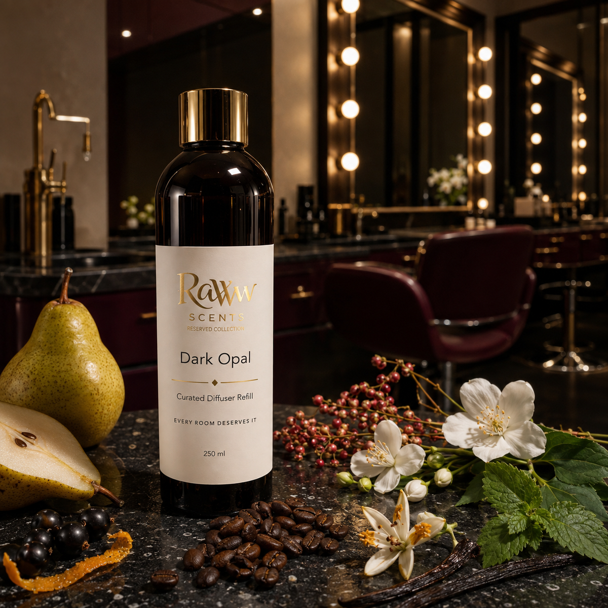 Raww Scents Dark Opal designer perfume inspired diffuser refill, 250 mL