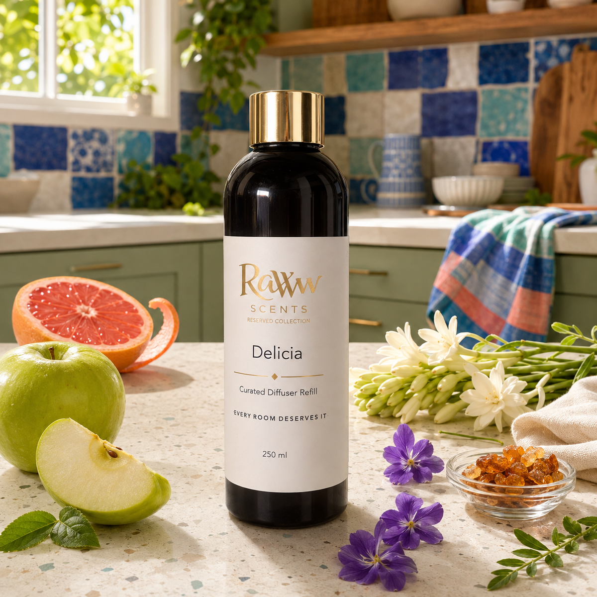 Raww Scents Delicia designer perfume inspired diffuser refill, 250 mL