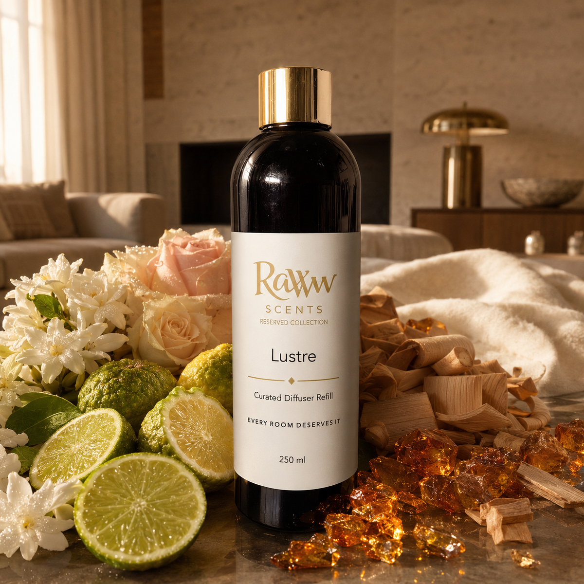 Raww Scents Lustre designer perfume inspired diffuser refill, 250 mL