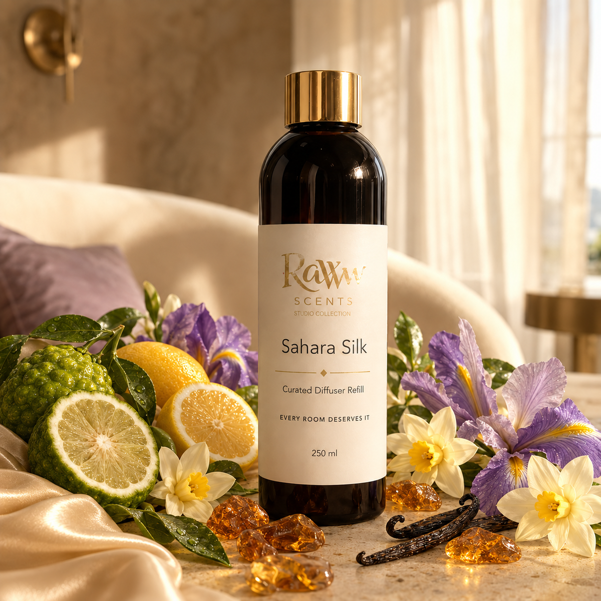 Raww Scents Sahara Silk designer perfume inspired diffuser refill, 250 mL