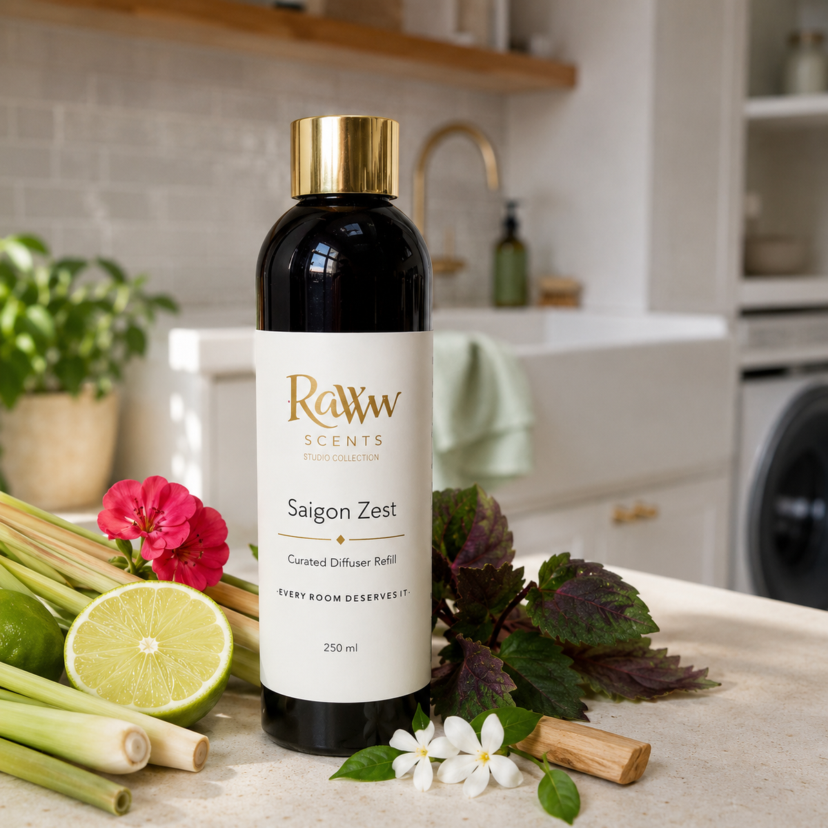 Raww Scents Saigon Zest designer perfume inspired diffuser refill, 250 mL