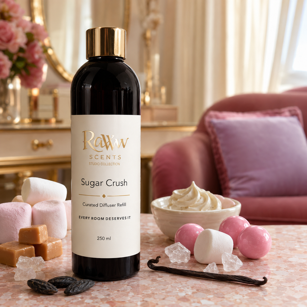 Raww Scents Sugar Crush designer perfume inspired diffuser refill, 250 mL