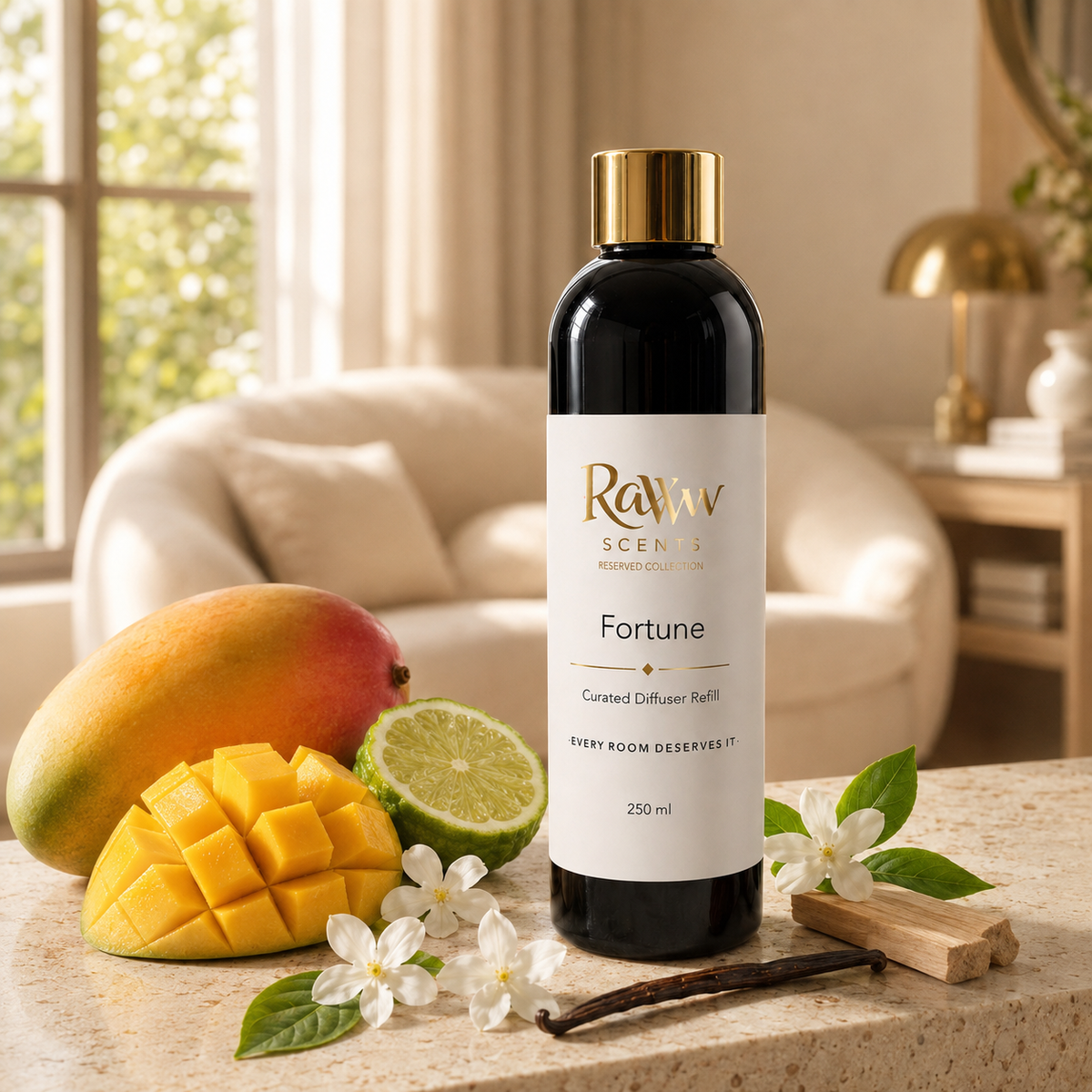 Raww Scents Fortune designer perfume inspired diffuser refill, 250 mL