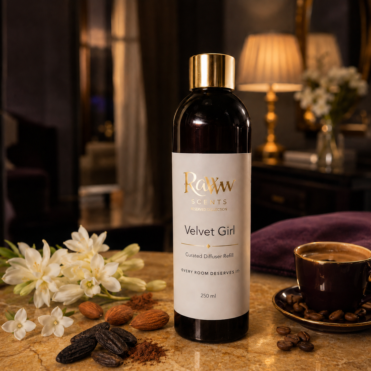 Raww Scents Velvet Girl designer perfume inspired diffuser refill, 250 mL