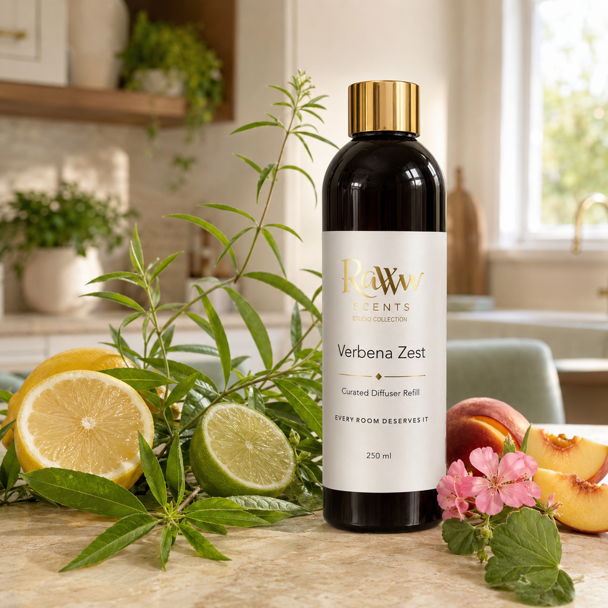 Raww Scents Verbena Zest designer perfume inspired diffuser refill, 250 mL